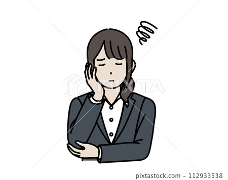 一位女上班族表情困擾的插圖 一位女上班族表情困擾的插圖 112933538
