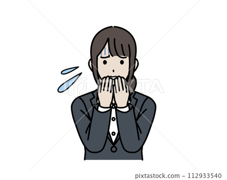 Illustration of a female office worker with a troubled expression 112933540