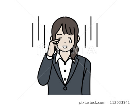 Illustration of a female office worker shedding tears 112933541