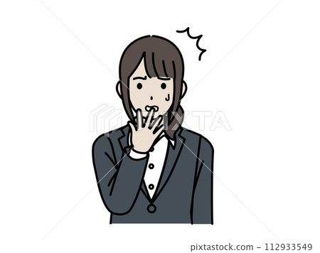 Illustration of a female office worker with a surprised expression 112933549