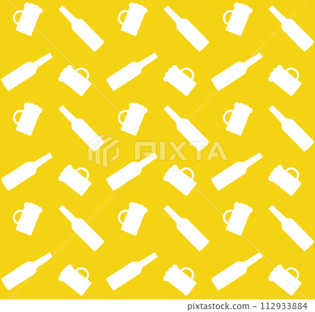 Vector seamless pattern of beer bottle and glass 112933884