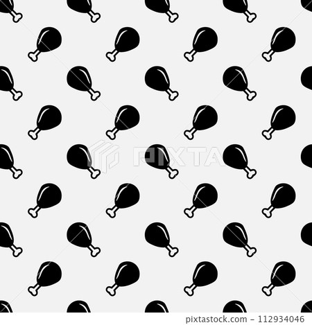 Chicken leg piece seamless pattern design. Hand drawn vector illustration of chicken leg.  112934046