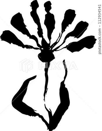 Hand Drawn Cornflower Brush Ink Silhouette Hand Drawn Cornflower Brush Ink Silhouette 112934541