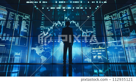 Businessman with stock financial chart. Business, Stock, and Exchange Concept. Generative Ai. 112935121