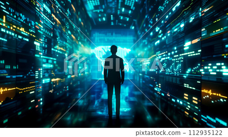 Businessman with stock financial chart. Business, Stock, and Exchange Concept. Generative Ai. 112935122