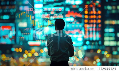 Businessman with stock financial chart. Business, Stock, and Exchange Concept. Generative Ai. 112935124