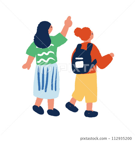 Hand-drawn illustration of a woman from the back Hand-drawn illustration of a woman from the back 112935200