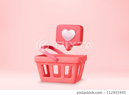 3d shopping cart and heart sign 112935445