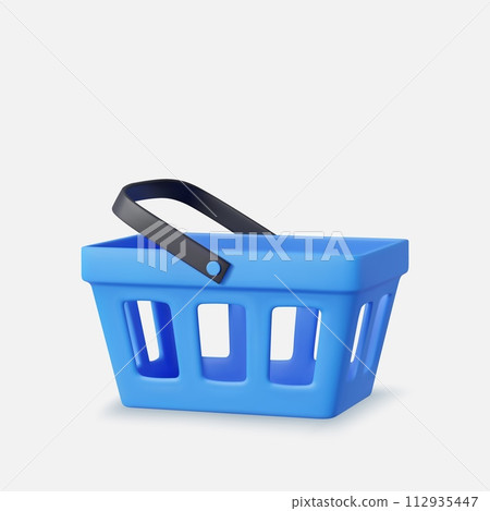 3d blue realistic shopping cart 112935447