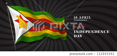 Zimbabwe independence day vector banner, greeting card. 112935541