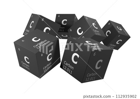 Carbon, 3D rendering of symbols of the elements of the periodic table, atomic number, atomic weight, name and symbol. Education, science and technology. 3D illustration Carbon, 3D rendering of symbols of the elements of the periodic table, atomic number, atomic weight, name and symbol. Education, science and technology. 3D illustration 112935902