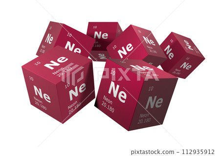 Neon, 3D rendering of symbols of the elements of the periodic table, atomic number, atomic weight, name and symbol. Education, science and technology. 3D illustration Neon, 3D rendering of symbols of the elements of the periodic table, atomic number, atomic weight, name and symbol. Education, science and technology. 3D illustration 112935912
