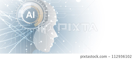 Abstract Artificial intelligence. Cloud computing. Machine learning. Technology web background. Virtual concept futuristic background 112936102