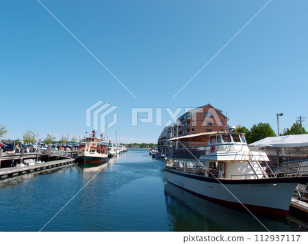 Boats Docked at piers in Portland Harbor 112937117