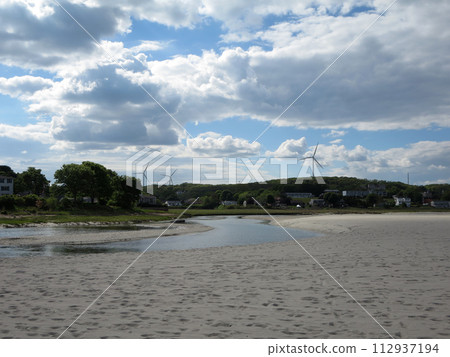 Stream and Modern Windmills at Good Harbor Beach, Gloucester, Massachusetts Stream and Modern Windmills at Good Harbor Beach, Gloucester, Massachusetts 112937194