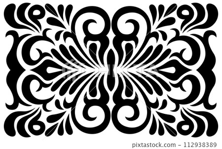 Black and White Swirly Ornament, Vector Illustration 112938389