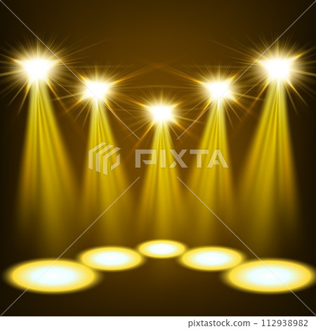 Gold Spotlight Shining, Vector Illustration 112938982