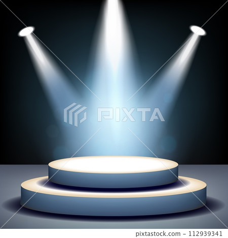 Spotlight Shining on Empty Stage, Vector Illustration 112939341