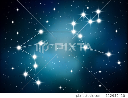 Horoscope Zodiac Sign of The Leo on The Astrological Space Background, Vector Illustration 112939410