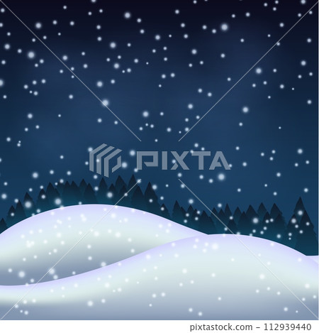 Winter Night in The Snowy Hill, Vector Illustration Winter Night in The Snowy Hill, Vector Illustration 112939440