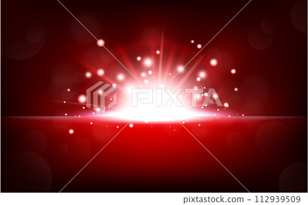 Bright Red Light Rising From The Black Horizon, Vector Illustration Bright Red Light Rising From The Black Horizon, Vector Illustration 112939509