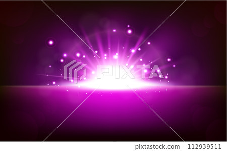 Bright Violet Light Rising From The Black Horizon, Vector Illustration Bright Violet Light Rising From The Black Horizon, Vector Illustration 112939511