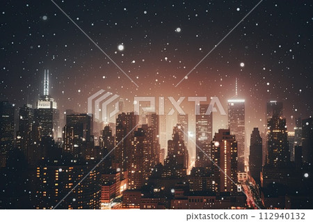 AI-generated content. City street, heavy raning 112940132