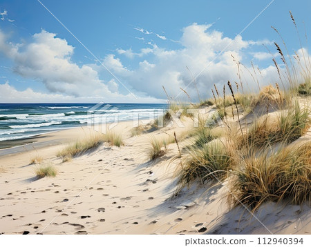 AI-generated content. Sand dunes and sea 112940394