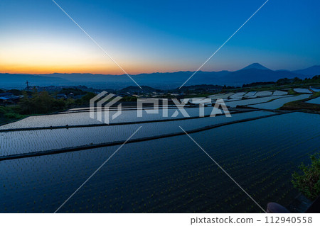 [初夏材料]黎明時分的中野梯田[山梨縣] 112940558