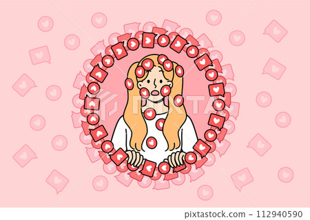 Little girl frightened by overabundance of positive reactions and responses from subscribers to blog 112940590