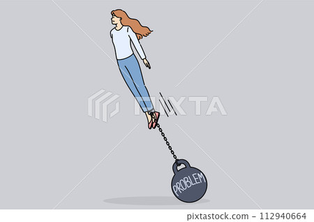 Burden problems is attached to woman who wants to succeed and takes off demonstrating ambition Burden problems is attached to woman who wants to succeed and takes off demonstrating ambition 112940664