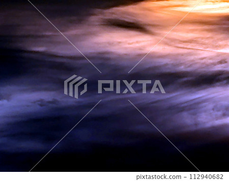 Dramatic Dark Forboading Sunset Clouds Abstract Blues and Yellows in the Sky 112940682