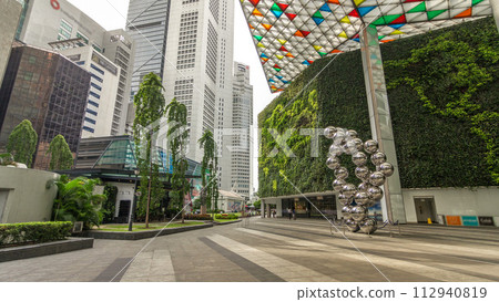Skyscraper towers at Raffles Place in Singapore Financial Centre timelapse hyperlapse Skyscraper towers at Raffles Place in Singapore Financial Centre timelapse hyperlapse 112940819