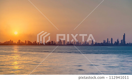 Kuwait cityscape during the sunset timelapse 112941011