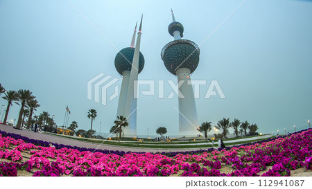 The Kuwait Towers day to night timelapse - the best known landmark of Kuwait City. Kuwait, Middle East The Kuwait Towers day to night timelapse - the best known landmark of Kuwait City. Kuwait, Middle East 112941087