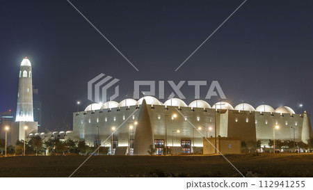 Imam Muhammad ibn Abd al-Wahhab Mosque timelapse Qatar State Mosque exterior 112941255