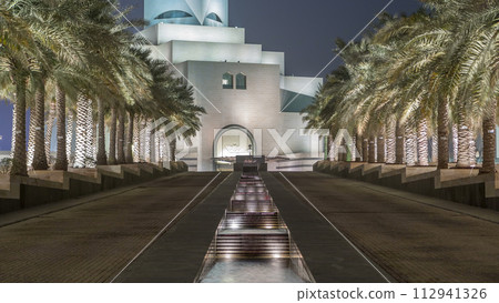 Beautiful Museum of Islamic Art night timelapse in Doha, Qatar. Beautiful Museum of Islamic Art night timelapse in Doha, Qatar. 112941326