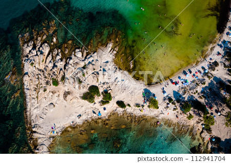 View of the beach in the Mediterranean Sea 112941704