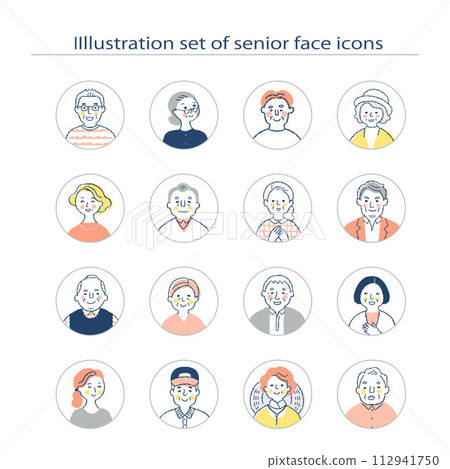 高級男性和女性圖示設定上半身 高級男性和女性圖示設定上半身 112941750