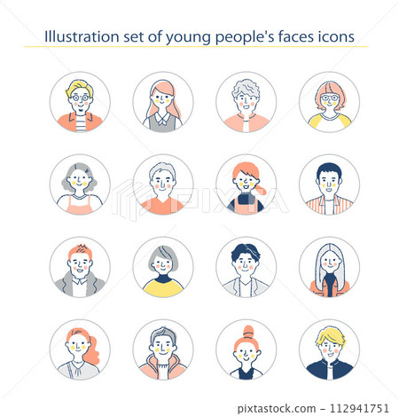 Young men and women icon set upper body 112941751