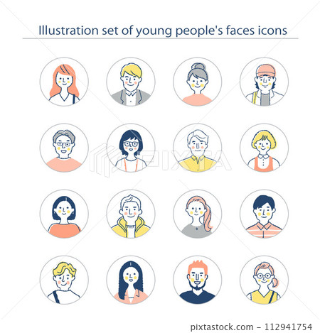 Young men and women icon set upper body 112941754