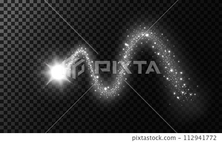 White Particle Trail Background, Vector Illustration 112941772
