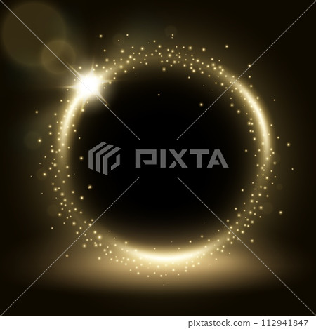 Round silver shiny frame with light bursts, Vector Illustration 112941847