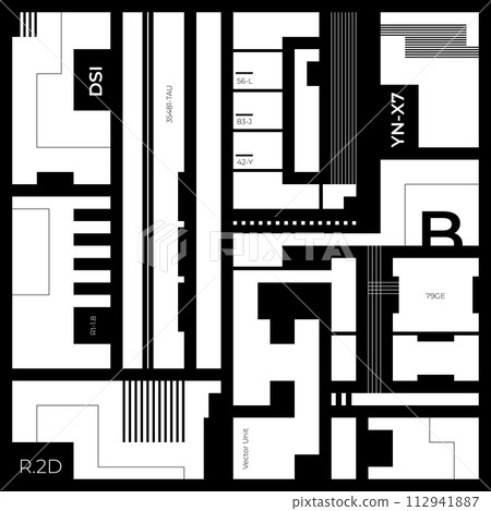 Abstract block diagram of a microchip, futuristic visual 112941887