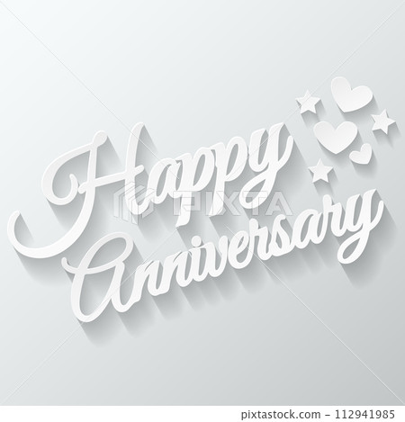 Happy Anniversary Greeting Card Paper Cut, Vector Illustration Happy Anniversary Greeting Card Paper Cut, Vector Illustration 112941985