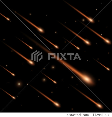 Meteor Rain From Space, Vector Illustration Meteor Rain From Space, Vector Illustration 112941997