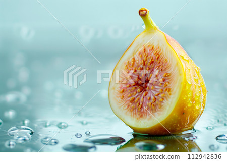Fruit in water on watery surface. Ripe figs 112942836