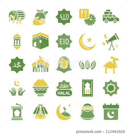 Ramadan icons bundle. Flat icon style.Vector illustration Ramadan icons bundle. Flat icon style.Vector illustration 112942920