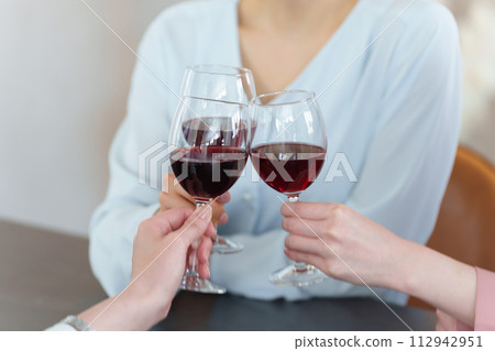 Women's toast with wine Women's toast with wine 112942951