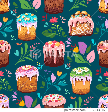 Vector Easter poster with Easter cakes 112943107